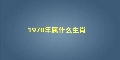 1970年属什么生肖