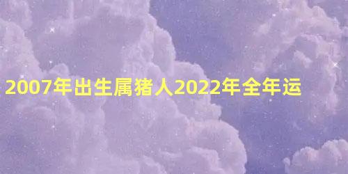 2007年出生属猪人2022年全年运势