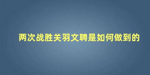 两次战胜关羽文聘是如何做到的