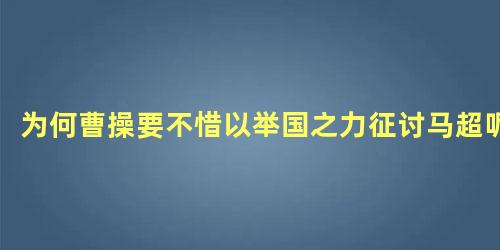 为何曹操要不惜以举国之力征讨马超呢