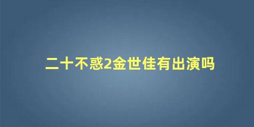 二十不惑2金世佳有出演吗