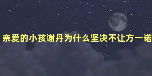 亲爱的小孩谢丹为什么坚决不让方一诺进家门