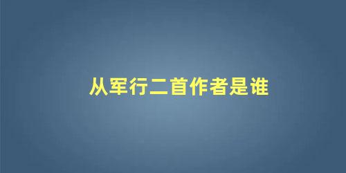 从军行二首作者是谁