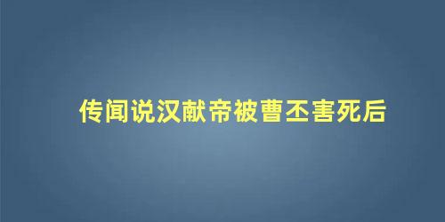 传闻说汉献帝被曹丕害死后