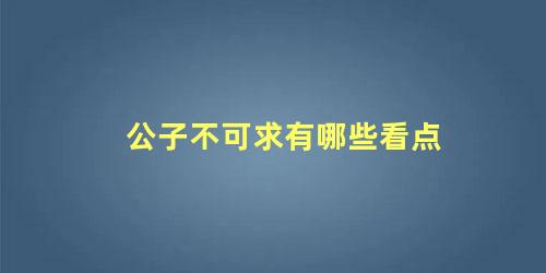 公子不可求有哪些看点