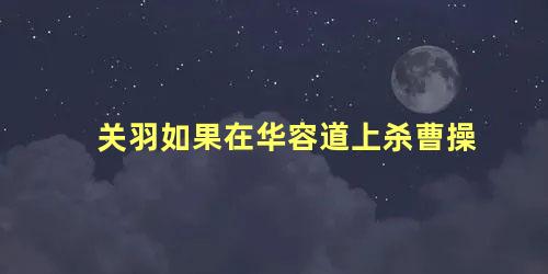 关羽如果在华容道上杀曹操