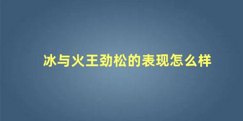 冰与火王劲松的表现怎么样