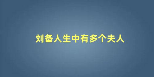 刘备人生中有多个夫人