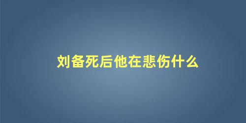 刘备死后他在悲伤什么