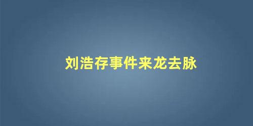 刘浩存事件来龙去脉