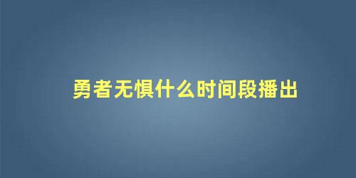 勇者无惧什么时间段播出