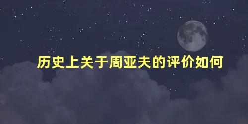 历史上关于周亚夫的评价如何