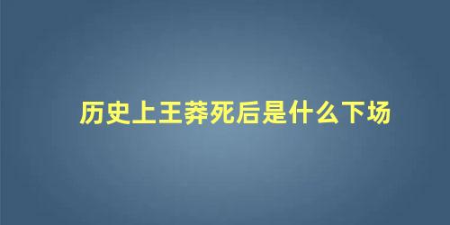 历史上王莽死后是什么下场