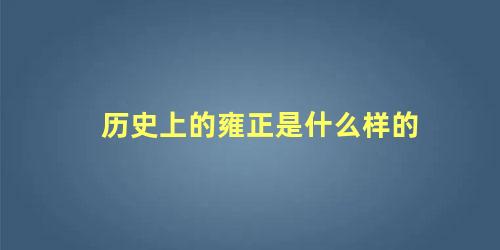 历史上的雍正是什么样的