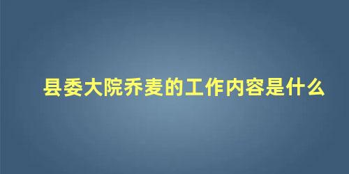 县委大院乔麦的工作内容是什么