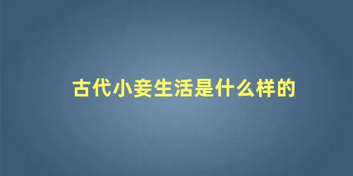 古代小妾生活是什么样的