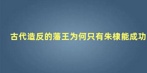 古代造反的藩王为何只有朱棣能成功