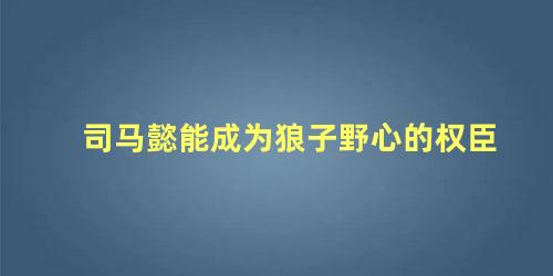 司马懿能成为狼子野心的权臣