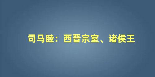 司马睦：西晋宗室、诸侯王