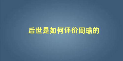 后世是如何评价周瑜的