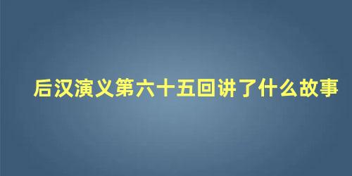 后汉演义第六十五回讲了什么故事