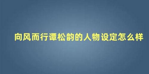 向风而行谭松韵的人物设定怎么样