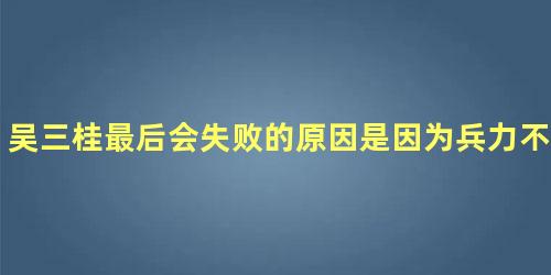 吴三桂最后会失败的原因是因为兵力不足