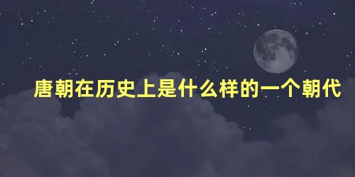 唐朝在历史上是什么样的一个朝代