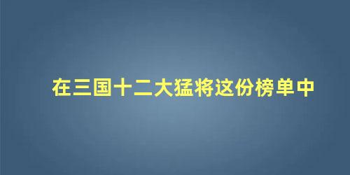 在三国十二大猛将这份榜单中