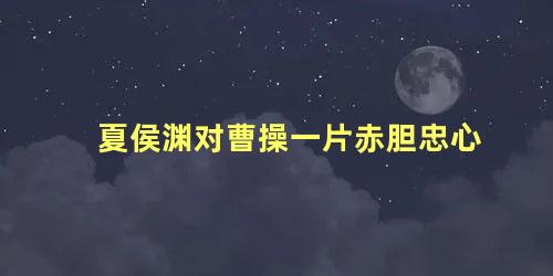 夏侯渊对曹操一片赤胆忠心