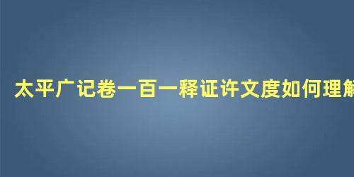 太平广记卷一百一释证许文度如何理解