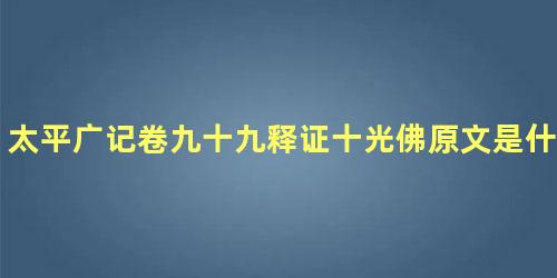 太平广记卷九十九释证十光佛原文是什么内容