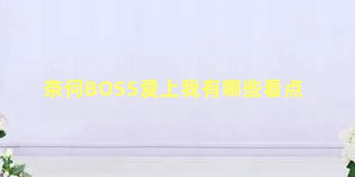 奈何BOSS爱上我有哪些看点