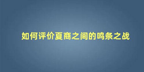 如何评价夏商之间的鸣条之战