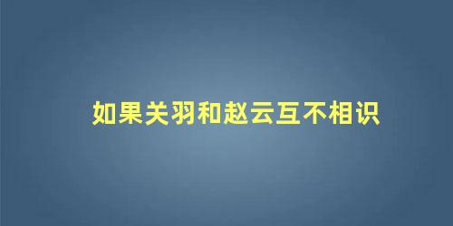 如果关羽和赵云互不相识