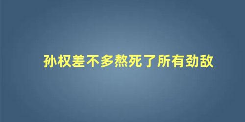 孙权差不多熬死了所有劲敌