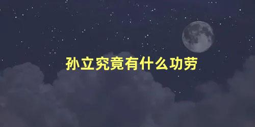 孙立究竟有什么功劳