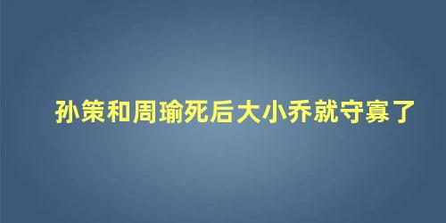 孙策和周瑜死后大小乔就守寡了