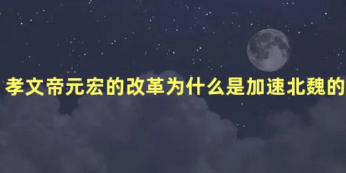 孝文帝元宏的改革为什么是加速北魏的灭亡