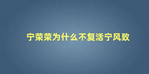 宁荣荣为什么不复活宁风致