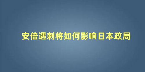 安倍遇刺将如何影响日本政局