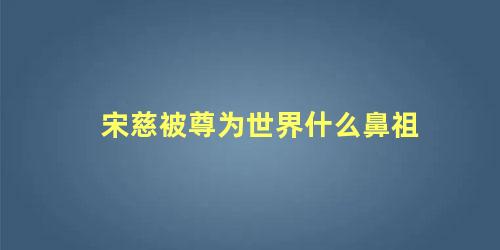 宋慈被尊为世界什么鼻祖