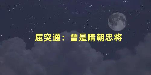 屈突通：曾是隋朝忠将