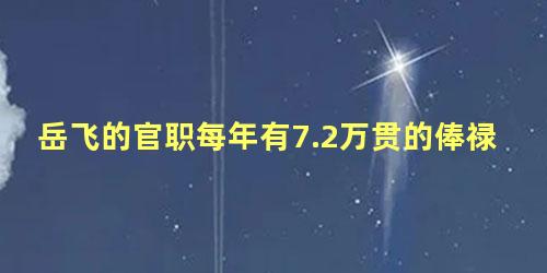 岳飞的官职每年有7.2万贯的俸禄