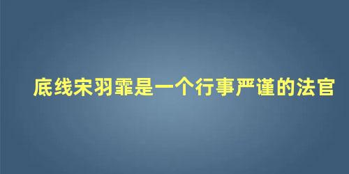 底线宋羽霏是一个行事严谨的法官