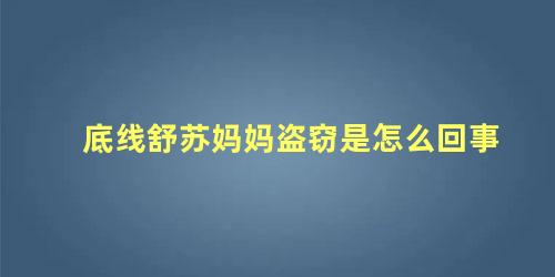 底线舒苏妈妈盗窃是怎么回事