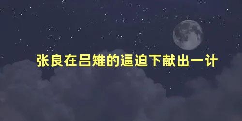 张良在吕雉的逼迫下献出一计