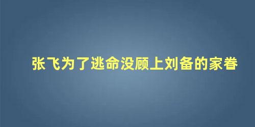 张飞为了逃命没顾上刘备的家眷