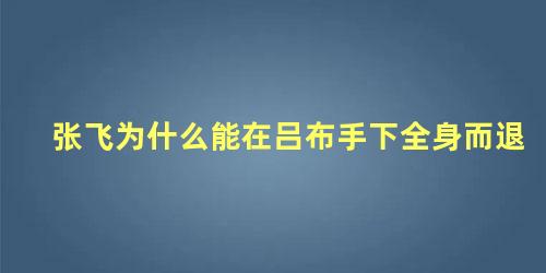 张飞为什么能在吕布手下全身而退