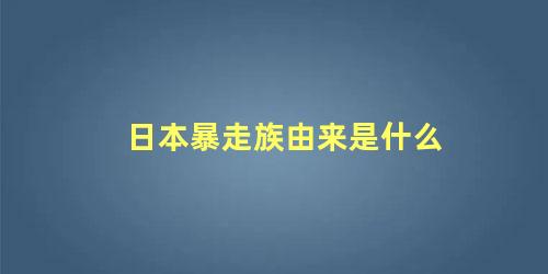 日本暴走族由来是什么